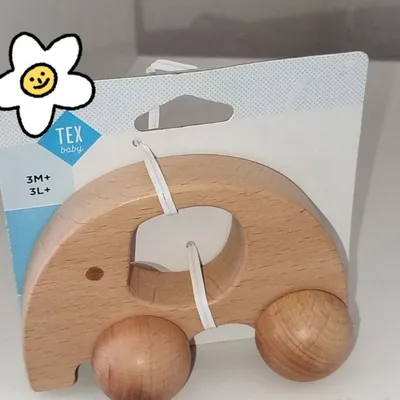 Tex Baby Éléphant en bois à rouler NEUF 